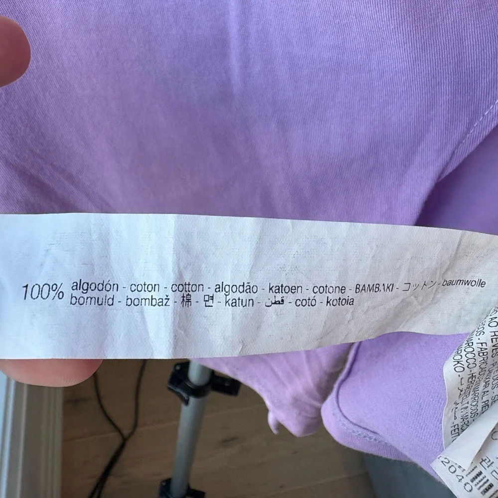 Zara Lavender Graphic Tee with tie at front short sleeve size L 100% cotton - Picture 3 of 4